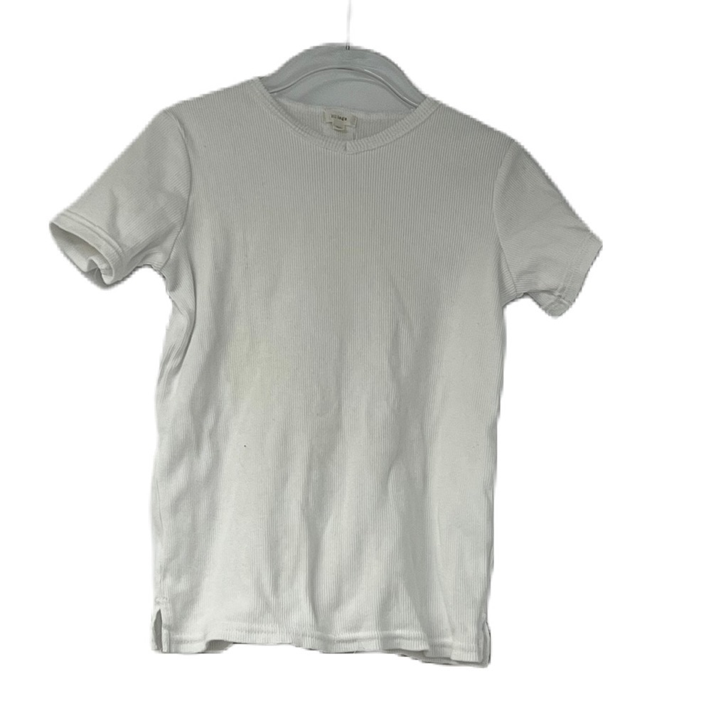 Lil legs boys ribbed sz 6y white short sleeve tee casual classic neutral fun